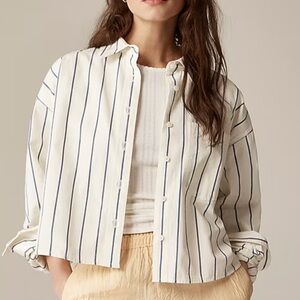 J. Crew White and Blue Etienne Striped Button Down Shirt